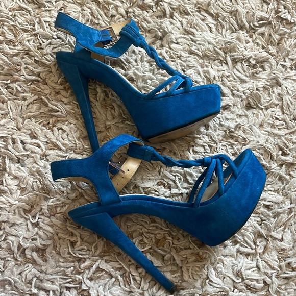 Rachel Zoe Valerie blue suede platform heel - Picture 3 of 5